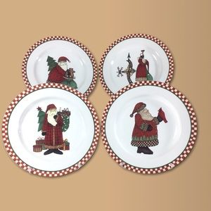 1998 Sakura Debbie Mumm Santa 8” Plates Set of 4
